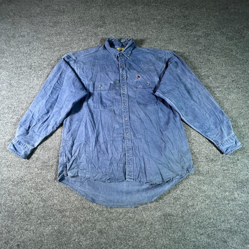 Vintage Duck Head Shirt Men XL Faded Blue Denim Button Front Everyday Casual 90s